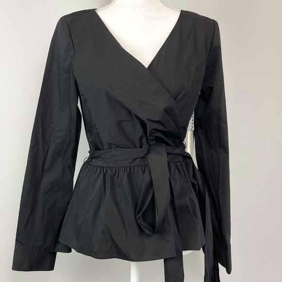 1901 Tops - 1901 Faux Wrap Top Shirt Black Small